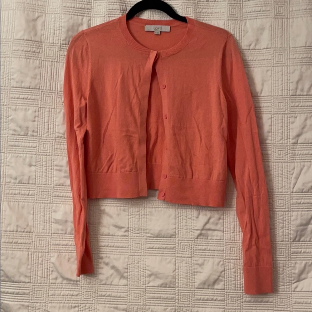 Cropped Pink Loft cardigan